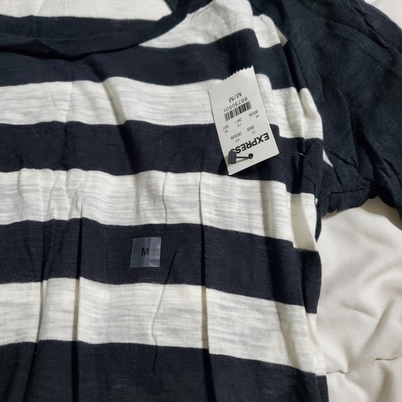 NWT Express Black and White Striped Long Sleeve Top - Picture 5 of 8